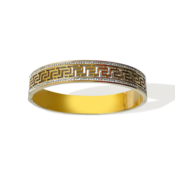 Wide Zig-Zag Stone Handcuff Bangle