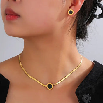 3 Pcs Snake Chain Black Roman Number Set