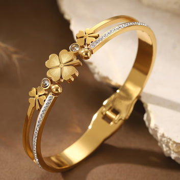 Three Clover Cuff Bangle