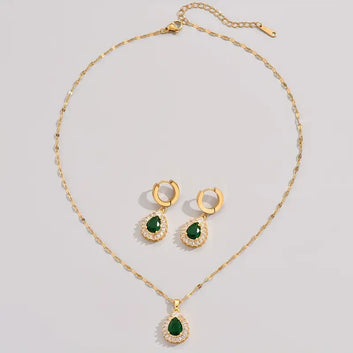 3 pcs Drop Emerald Set