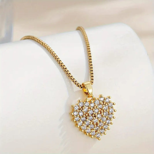 Full Zircon Heart Necklace