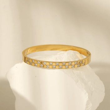 Double Stone Studded Handcuff Bangle