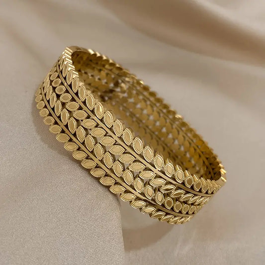 Double Leaf Cuff Bracelet