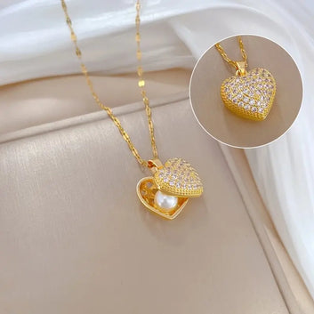 Pearl & Shell Heart Necklace