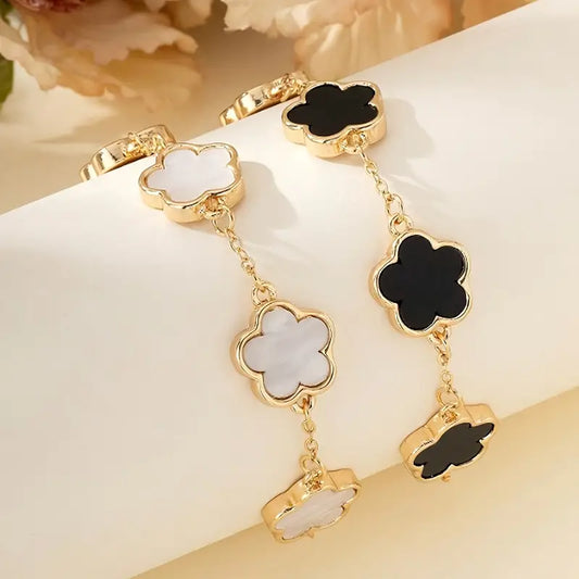 Five Leaf Flower Chain Bracelet