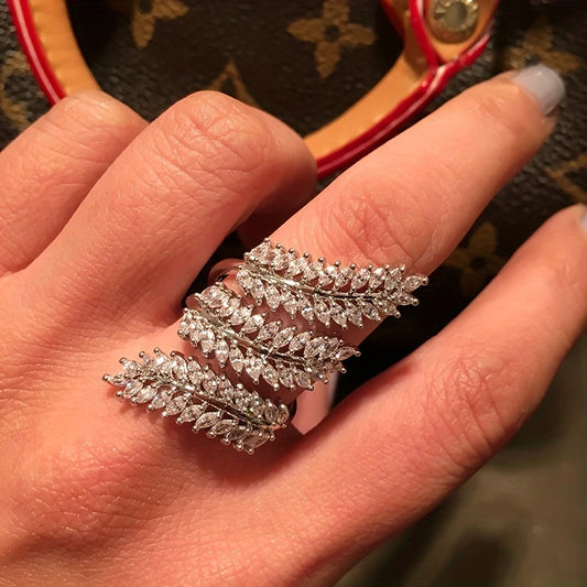 Zircon Leaf Ring