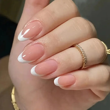 24pcs White French Press On Nails (Almond Shape)