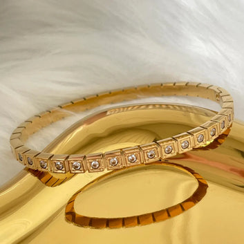 Zircon Studded Handcuff Bangle