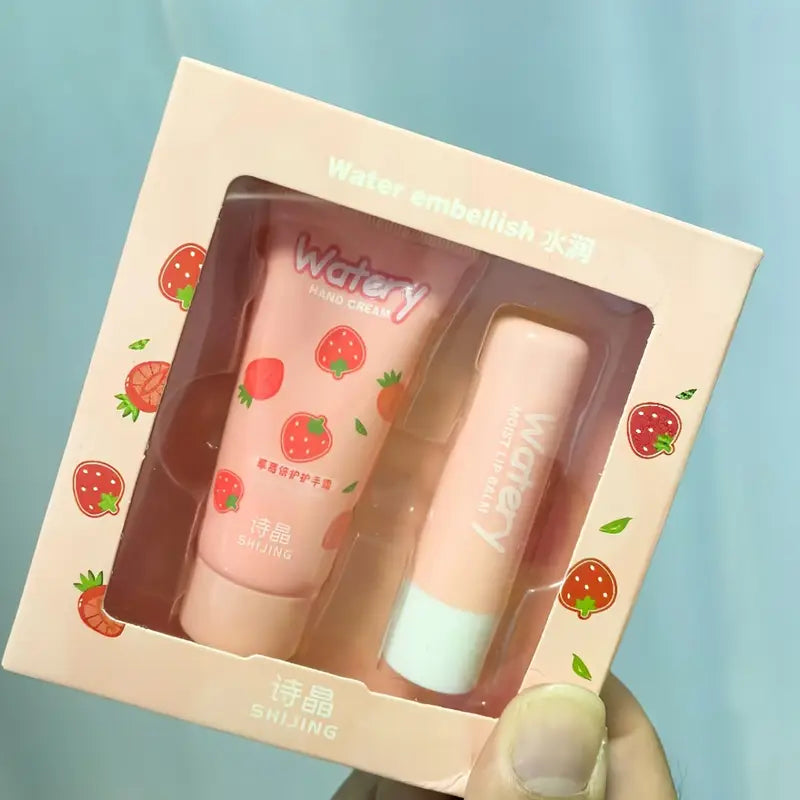 Hand Cream and Lip Balm Set (Strawberry)