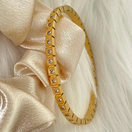 Zircon Studded Handcuff Bangle