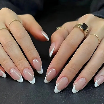 24pcs French Style Full Cover Acylic Press on Nails