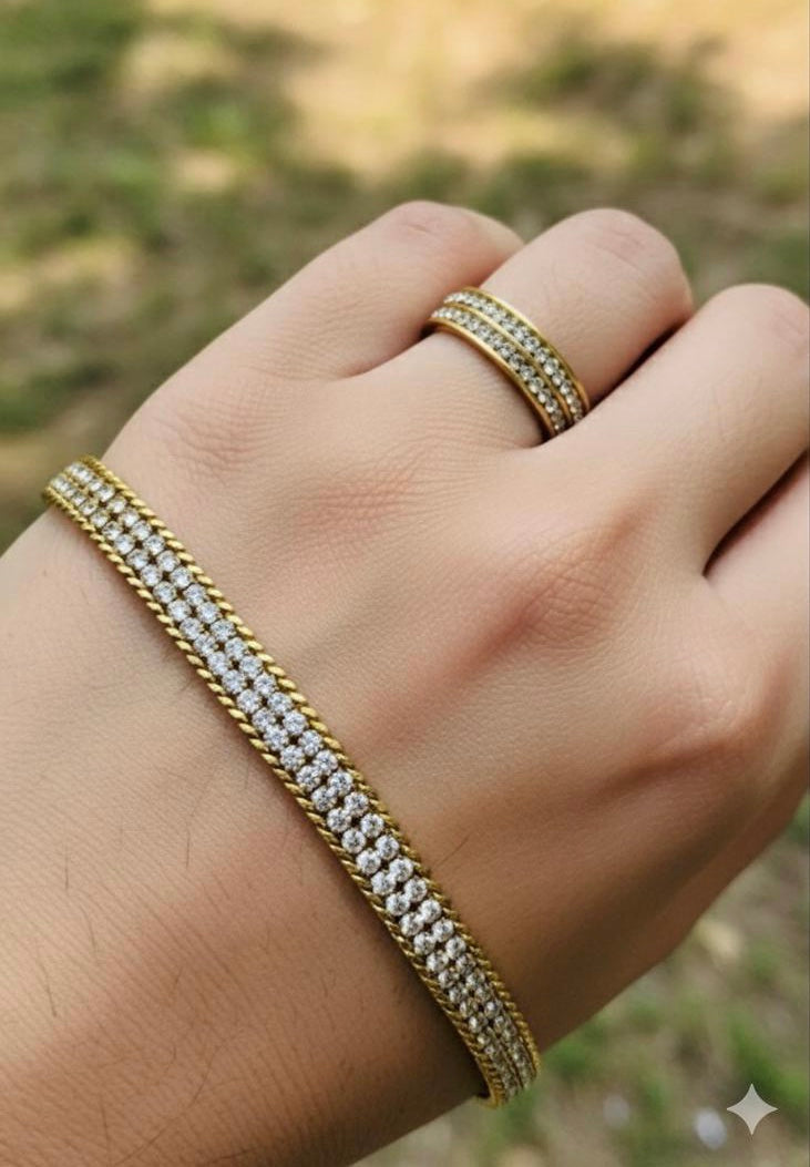 Bella Double Layer Bracelet and Ring Combo