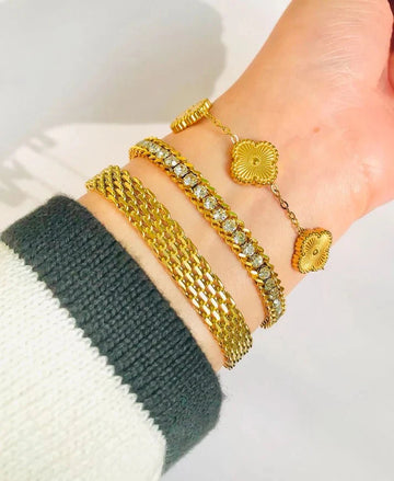 Bella, Mesh and Gold Clover Bracelet Set