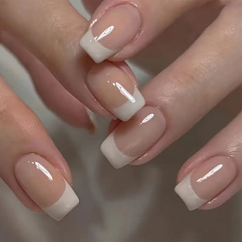 24pcs White French Press On Nails (Square Shape)