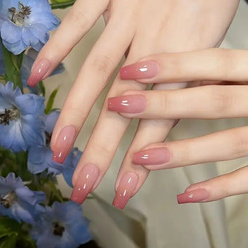 24pcs  Peach-Red Press On Nails
