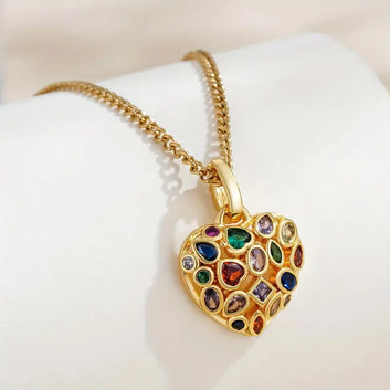 Love Heart Multi Stone Necklace