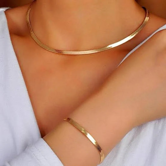 2 Pcs Snake Chain and Snake Bracelet Combo