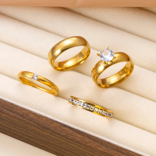 4pcs Stainless Steel Ring Set