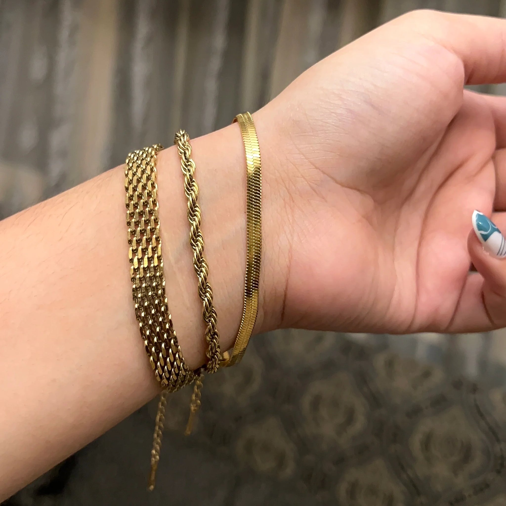 3 PCS Set of Mesh, Rope and Snake Bracelet