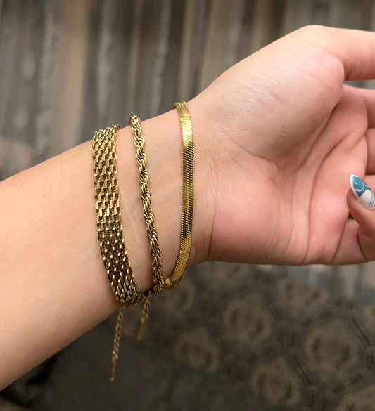 3 PCS Set of Mesh, Rope and Snake Bracelet