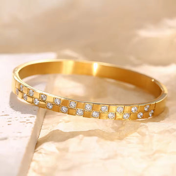 Double Stone Studded Handcuff Bangle