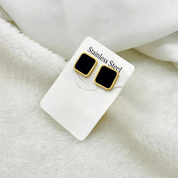Black Square Ear Studs