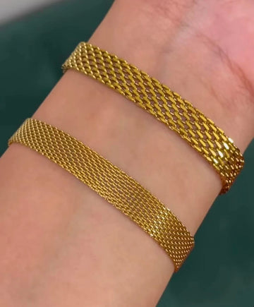 Set of Thin and Thick Mesh Bracelets