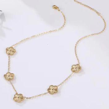 Gold Five Leaf Necklace
