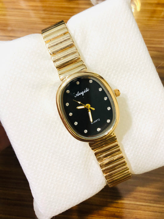 MZW126 Stainless Steel Watch Gold - Black Dial