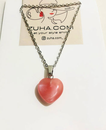 Watermelon Red Stone Heart Necklace