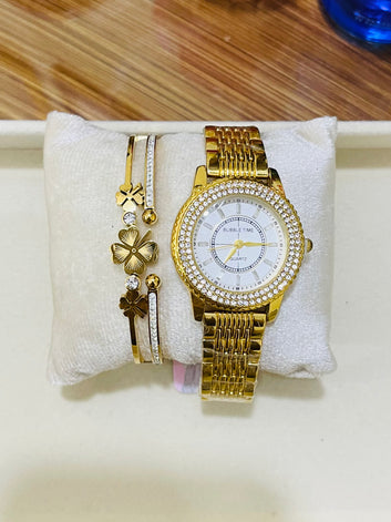 MZW109 Watch and Clover Bangle Duo