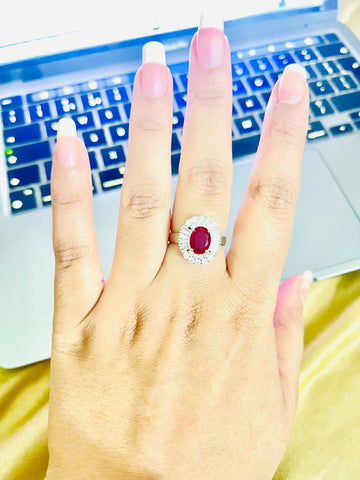 Maroon Oval Stone Ring