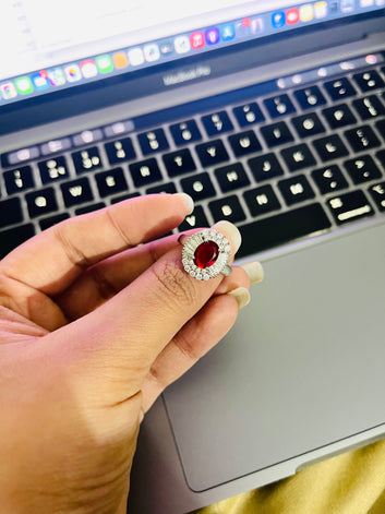 Maroon Oval Stone Ring