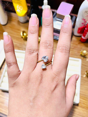 Two Heart Stones Ring