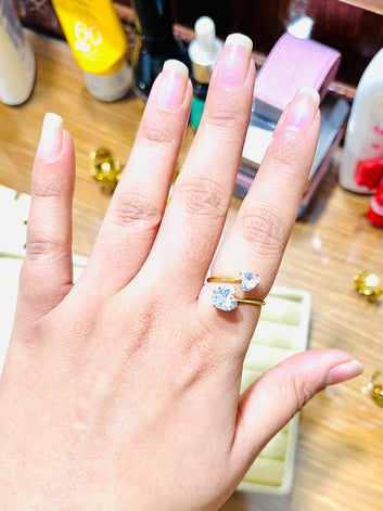 Two Heart Stones Ring