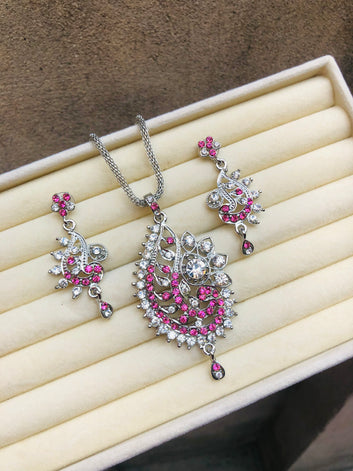Pink and Silver Jewellery Set