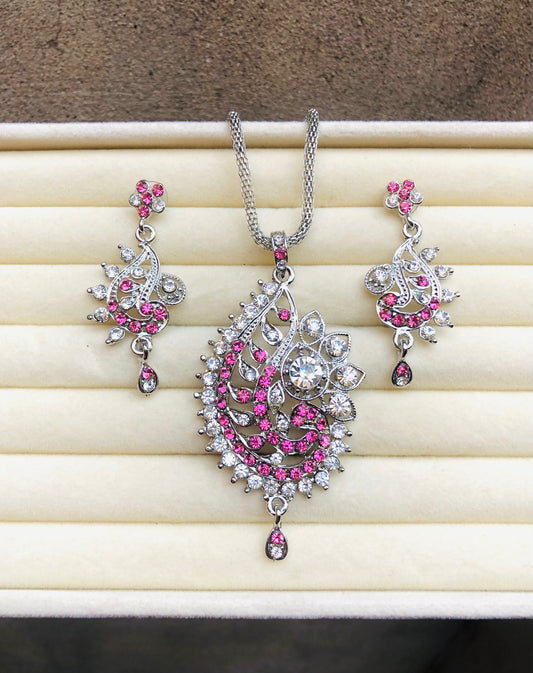 Pink and Silver Jewellery Set