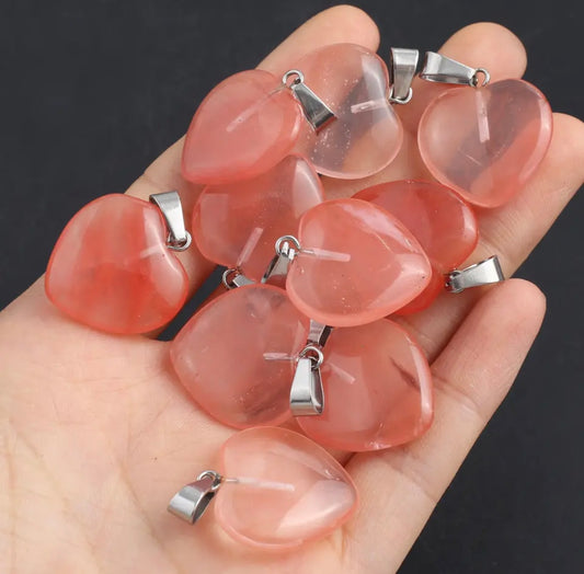 Watermelon Red Stone Heart Necklace