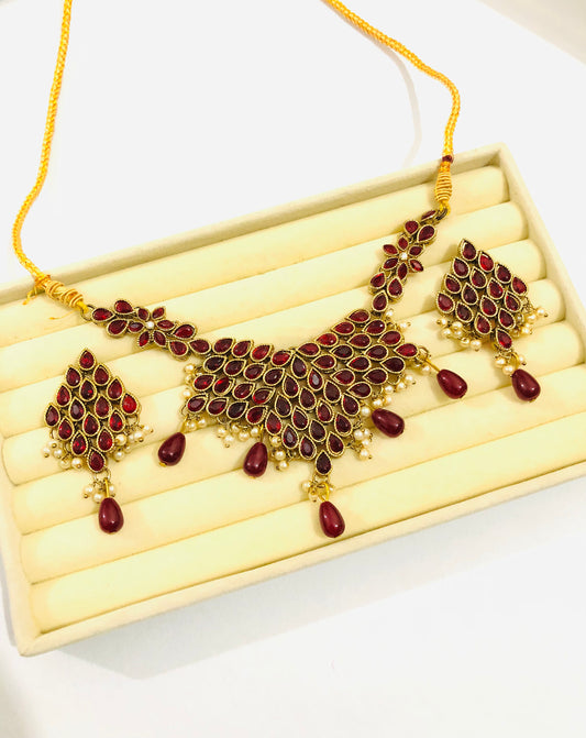 Maroon Kundan Jewellery Set