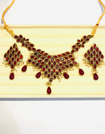 Maroon Kundan Jewellery Set