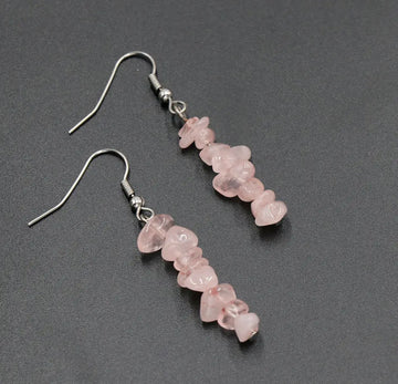 Rose Quartz Chip Stone Earrings