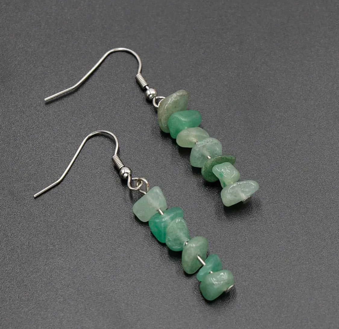 Aventurine Chip Stone Earrings