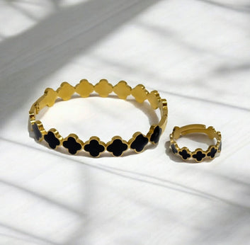 Black Vancleef Handcuff and Ring Set