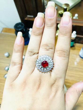 Maroon Stone Zircon Ring