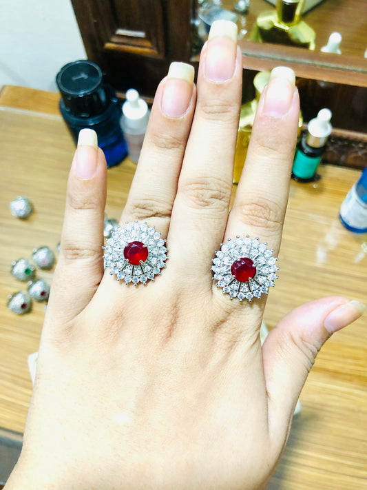 Maroon Stone Zircon Ring