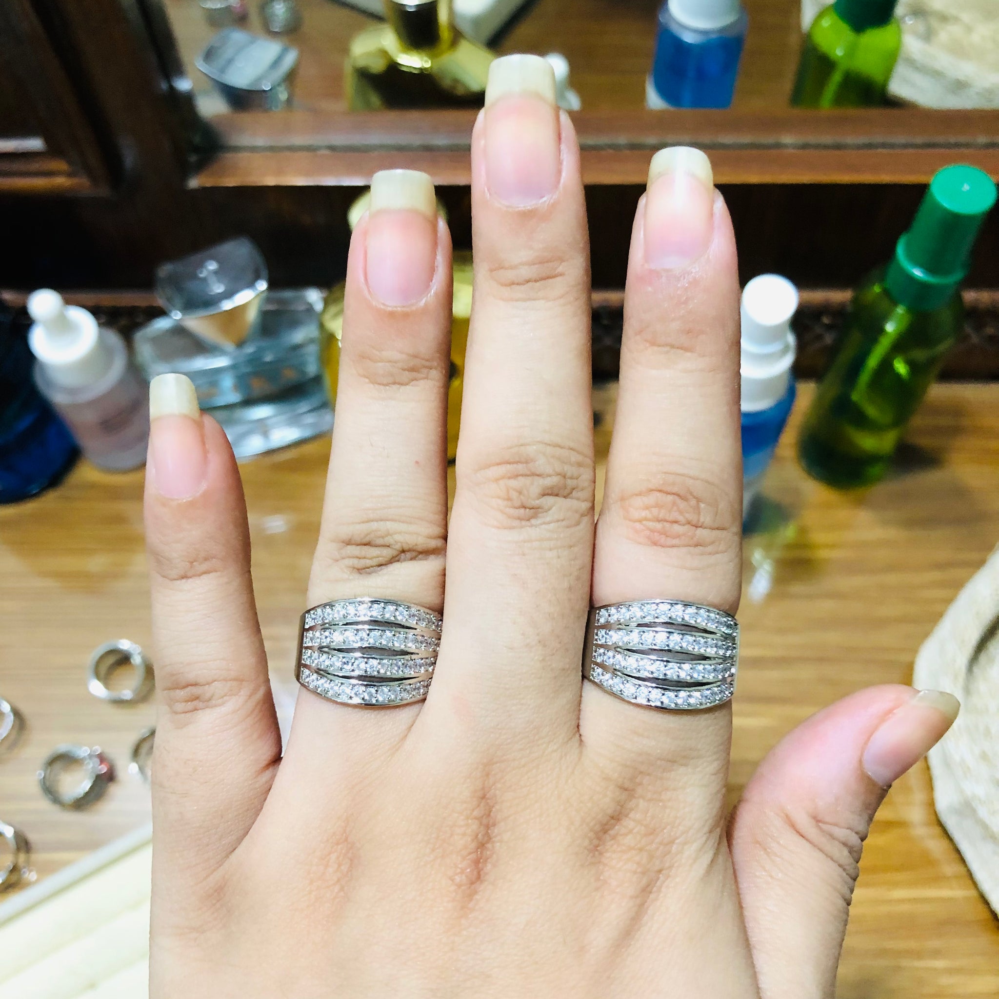 Silver Zircon Adjustable Ring