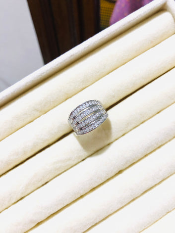 Silver Zircon Adjustable Ring