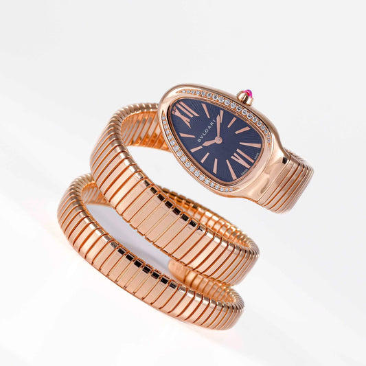 Snake Watch Rose Gold - Navy Blue Dial