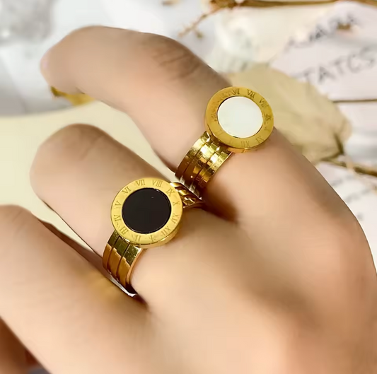 Black Roman Number Ring (4mm)
