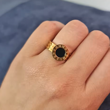 Black Roman Number Ring (4mm)